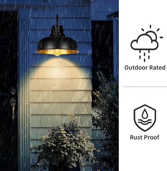 Solar Barn Light for Outside, Outdoor Wall Lights Solar Powered, Farmhouse Exterior Wall Sconce, Industrial Outside Lighting Fixture, Rustic Lantern Works with Gooseneck Barn Shed Garage Patio