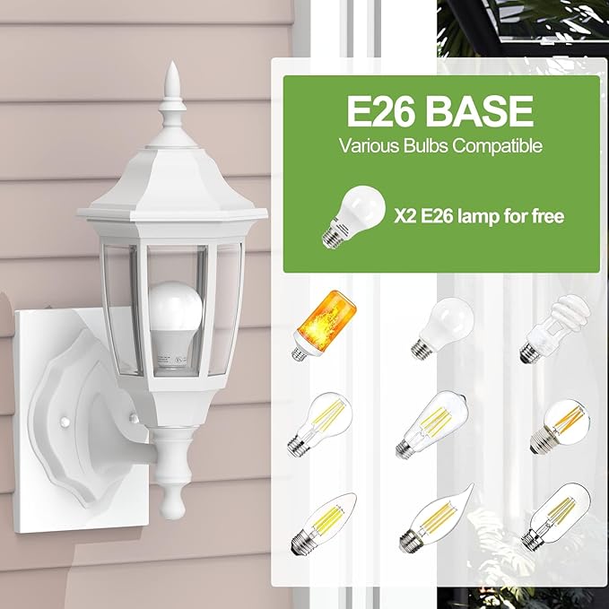 EMART Outdoor Front Porch Light, Exterior Anti-Corrosion, Waterproof Aluminum & Glass Shades Wall Lamp Fixture, Modern Sconce Lantern for Outside, House, Garage - 1 Pack, Gold （Bulb Included）