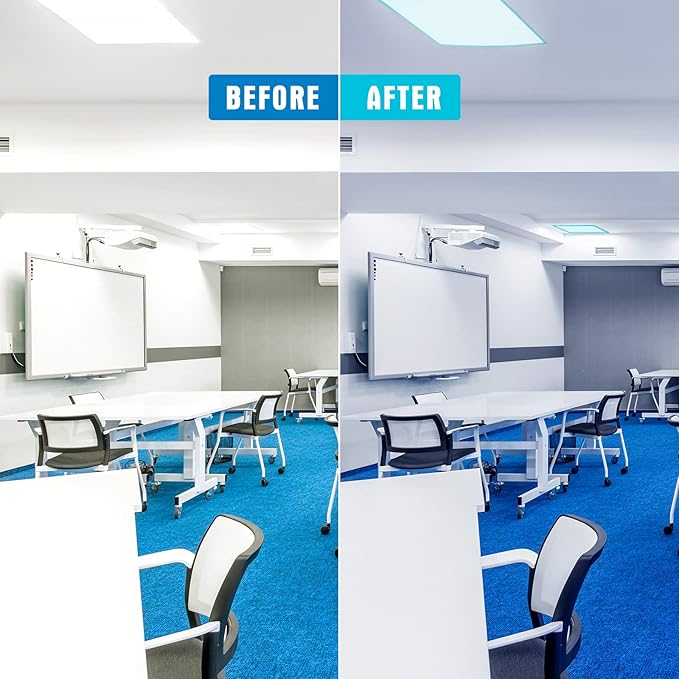 Tuanse 6 Packs Magnetic Fluorescent Light Covers Filters Calming Ceiling Light Covers Decor for Ceiling Lights Classroom Office School(Blue)