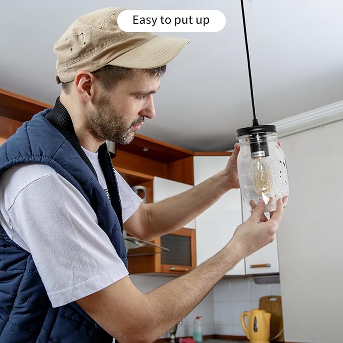 Mason Jar Light Fixtures, Farmhouse Pendant Light, Farmhouse Kitchen Island Lighting, Adjustable Hanging Pendant Lighting for Kitchen Foyer Hallway Dining Room