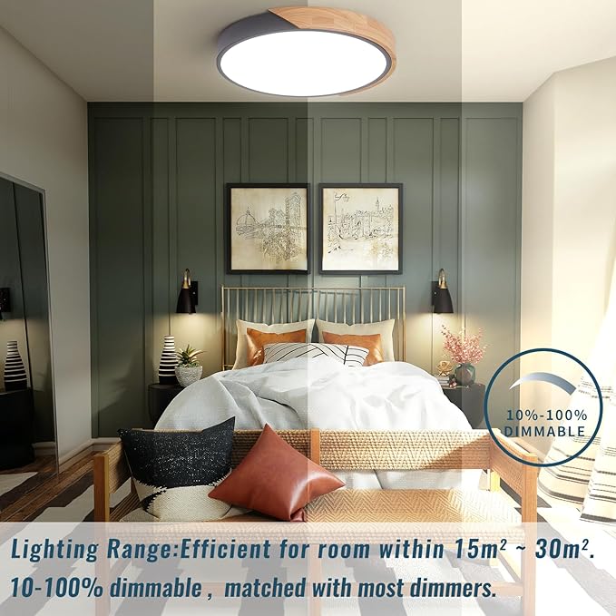 LED Flush Mount Ceiling Light Fixture 16 inch,36W Kitchen Light Fixtures Ceiling Mount 5CCT, Dimmable Close to Ceiling Light for Bedroom, Bathroom, Living Room