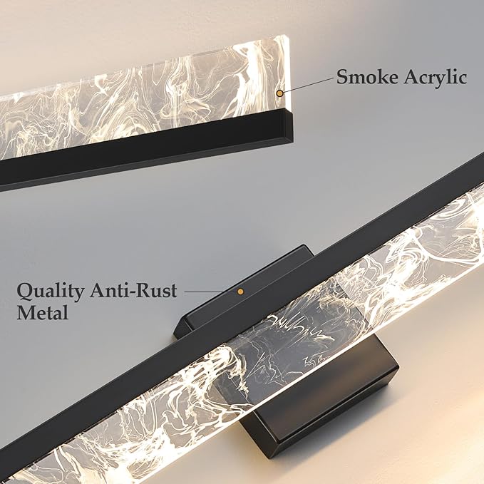 AIJIASI Modern Vanity Lights for Bathroom, 32 Inch Black Bathroom Light Fixtures Over Mirror, 24W Dimmable LED Vanity Lighting Fixtures for Bath Mirror Restroom Bedroom 3000K