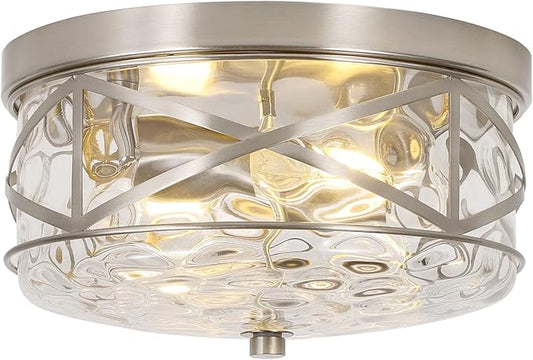 LamQee 2-Light Flush Mount Ceiling Light Farmhouse Kitchen Island Ceiling Light with Bubble Glass Close to Ceiling Light Fixture for Living Room Bedroom Foyer Hallway