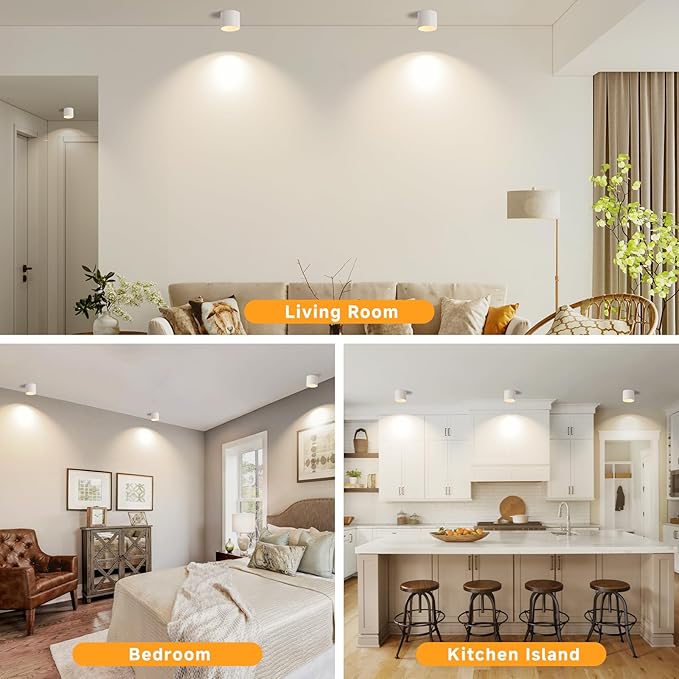 Dimmable LED Ceiling Spot Lights – Flush Mount Ceiling Cylinder Light Indoor Fixture for Kitchen, Hallway & Entryway 4.72” CRI97 15W 3000K White (1Pack)
