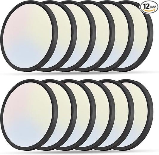 12PK 12 Inch LED Flush Mount Ceiling Light, 24W, 2520LM, 3000K/4000K/6000K CCT Selectable, 0.9inch Super Slim Black LED Ceiling Fixtures, Low Profile Round Flat Panel Light for Bedroom,Kitchen,Hallway