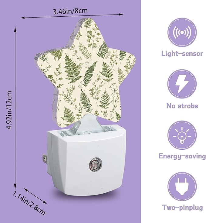 Nightlight,Sage Green Decorative Night Lights Plug Into Wall,Eucalyptus Leaves Night Light with Auto Sensor for Bedroom,Nursery,Hallway,Stairway,Gifts