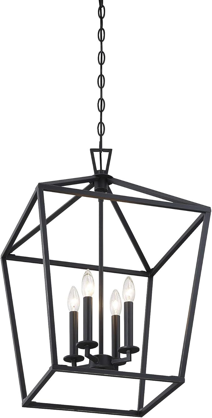 Savoy House 1-321-4-89 Townsend Traditional Open Frame Pendant Light Fixture, 4-Light 240 Total Watts, 26" H x 17" W, Matte Black