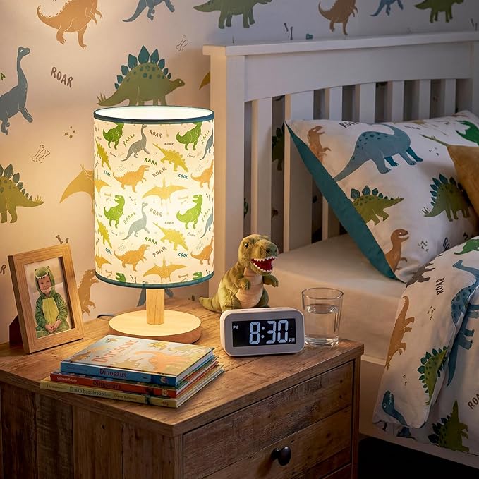 Glooglitter Dinosaur Table Lamp 3 Colors Dimmable Lights Dinosaur Room Bedroom Decor 9.72 x 5.12 Inch Night Light Bedside Bedroom Lamps Decoration for Desk Birthday Prize Gifts