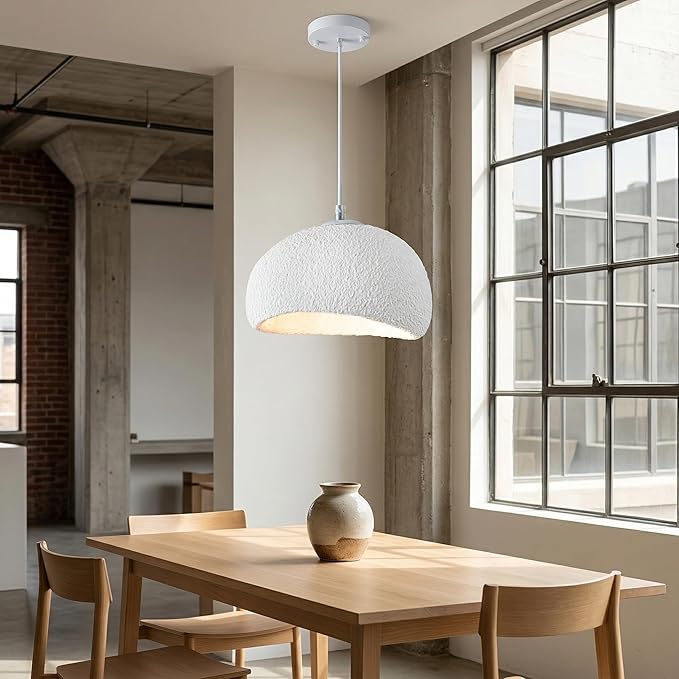 Wabi Sabi Pendant Light 15.7 inch - Modern Japanese Ceiling Fixture for Dining Room, Kitchen Island, Hallway, Bedroom, Restaurant - White Hanging Lamp with E26 Base (40cm/15.7in)