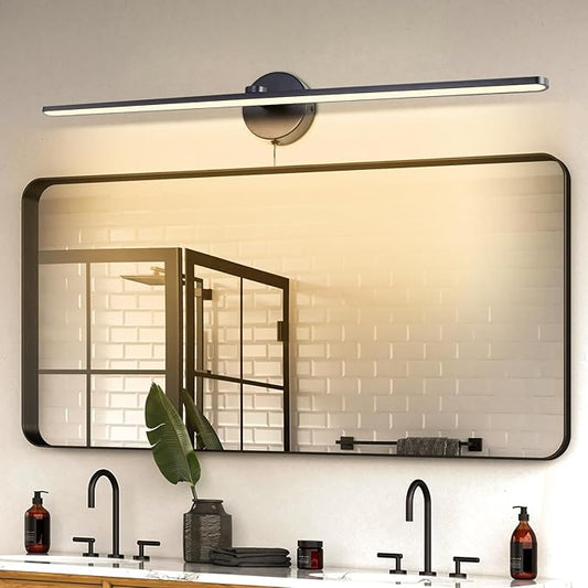 32" Plug in Bathroom Vanity Light Fixtures Modern Black Vanity Lights Over Mirror, 3000k Warm Light Non-Dimmable 18w Eye-Friendly Picture Light Led Wall Lights for Art,Poster,Gallery
