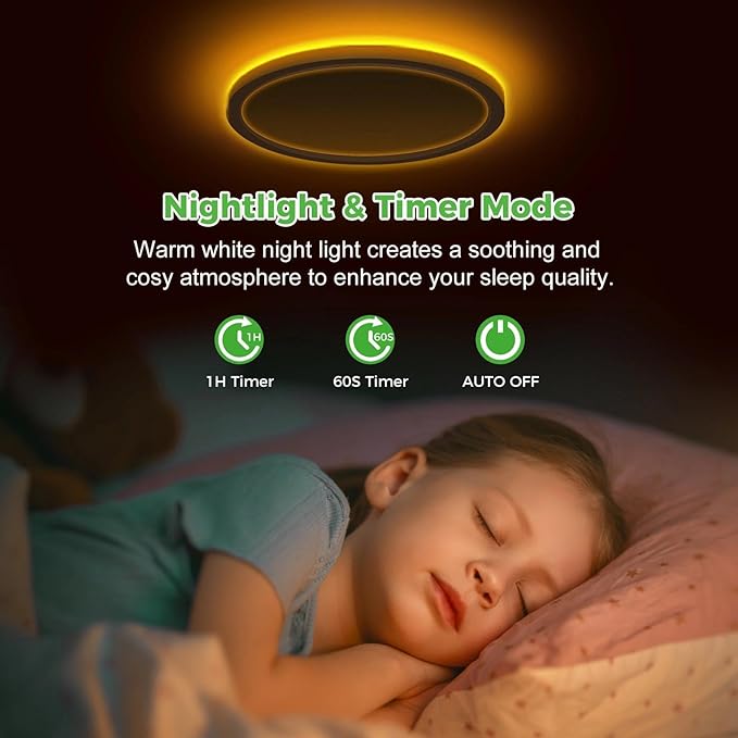 zemty 9 Inch LED Ceiling Light with Night Light 1800K, 3000K/4000K/6500K Dimmable Light Fixtures with Remote Control,15W 1500lm Flush Mount Ceiling Lamp for Bedroom LivingRoom Bathroom Kitchen-White