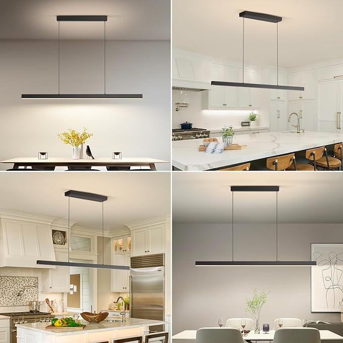 Modern Island Lights, 70.8in LED Pendant Light Dimmable with Remote Control 3000k-6000K Adjustable Color Temperature, Aluminum Chandelier Lamp Fixture for Kitchen, Dining Room, Billiard Room