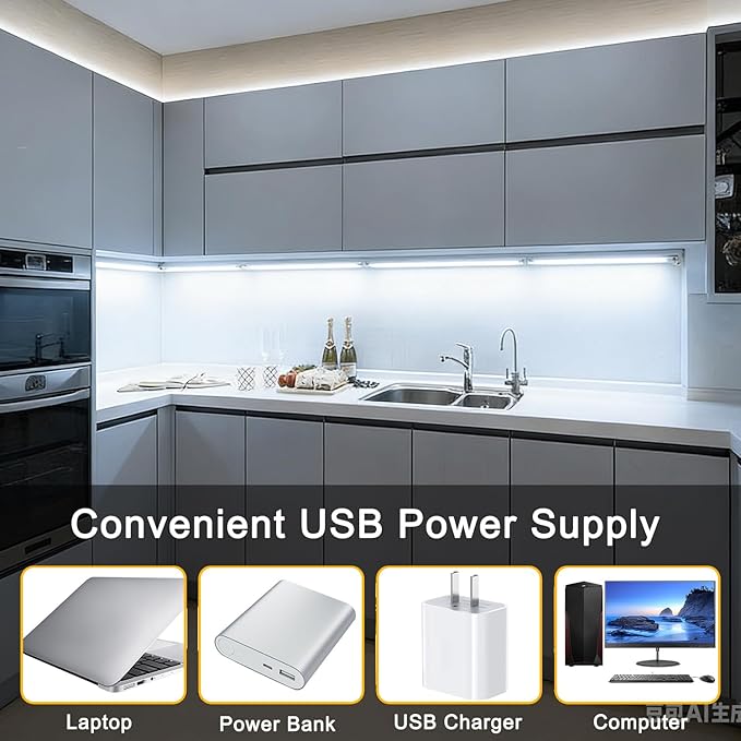 3.3FT COB LED Strip Lights，5V USB Powered LED Tape Lights 8mm Width with App Control，6000K Dimmable Cold White Flexible Light Strip TV Backlight for Bedroom Shelf Under Cabinet Kitchen DIY