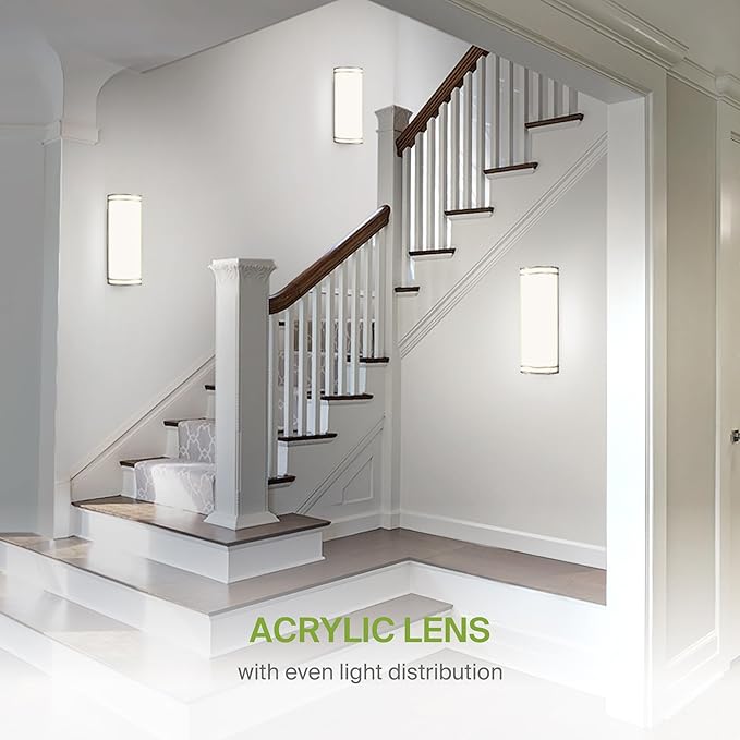 ASD LED Indoor Wall Mount Light Fixture - 18 Inch 25W Modern Interior Nickel Dimmable Wall Sconce Light - ETL 3000K 4000K 5000K Adjustable - Hallway, Bedroom LED Wall Lights