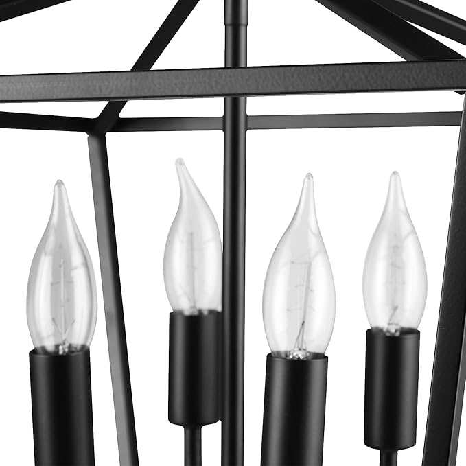 Globe Electric 61182 Sheldon 4-Light Semi-Flush Mount Ceiling Light, Matte Black, Flame Tip Vintage Edison Incandescent Bulbs Included