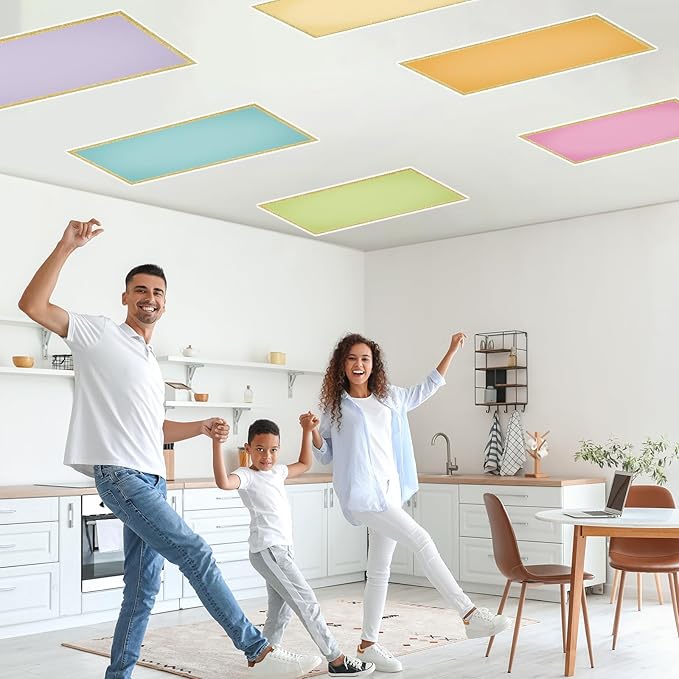 QOUBAI 6PCS Fluorescent Light Covers, 4x2 Feet Magnetic Light Cover Fluorescent Lights Shade Panel Positive Inspirational Ceiling Lights Filters for Office Classroom Home Drop Ceiling Gold Trim