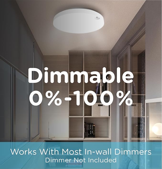 Leetdud Flush Mount Ceiling Light Hardwired 9 Inch 18W Dimmable 5 CCT 2700/3000/3500/4000/5000K, 3 Brightness Adjustable Ultra Thin Closet LED Lights for Stairs, Hallway, Laundry, Porch, White