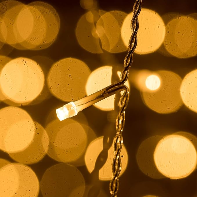 AWQ 400LED 32Ft Icicle Lights Curtain Fairy Light Christmas String Dripping Lights8 Modes for Christmas Thanksgiving Wedding Party Home Bedroom Indoor Outdoor Decor (Warm White)
