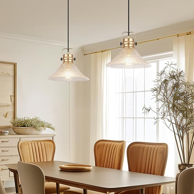 Glass Pendant Lights Kitchen Island 3 Pack Pendant Light Fixtures with Wave Glass Modern Adjustable Hanging Light for Kitchen Sink Dining Room Bedroom