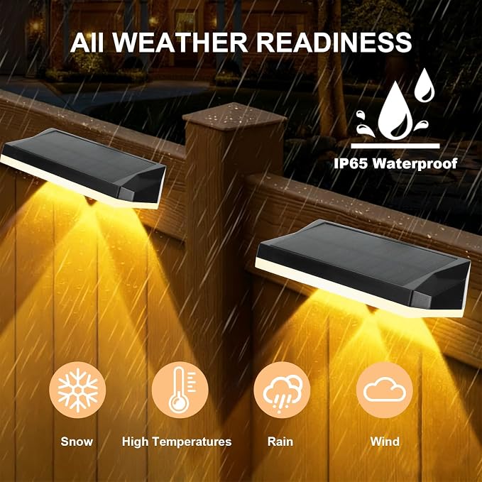 Solar Fence Lights with 13-Mode RGB, Solar Power Garden Lights Waterproof IP65, 20 Hours of Runtime, Solar Outdoor Lights for Yard, Deck, Patio, Wall, Post(12PCS)