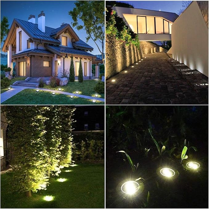 4.6 Inch Diameter Solar Ground Lights, Waterproof Solar Garden Lights, Outdoor Garden Waterproof Bright in-Ground Light, Landscape Lighting for Pathway,Yard,Lawn,Patio,Walkway (16 Pack White Light)