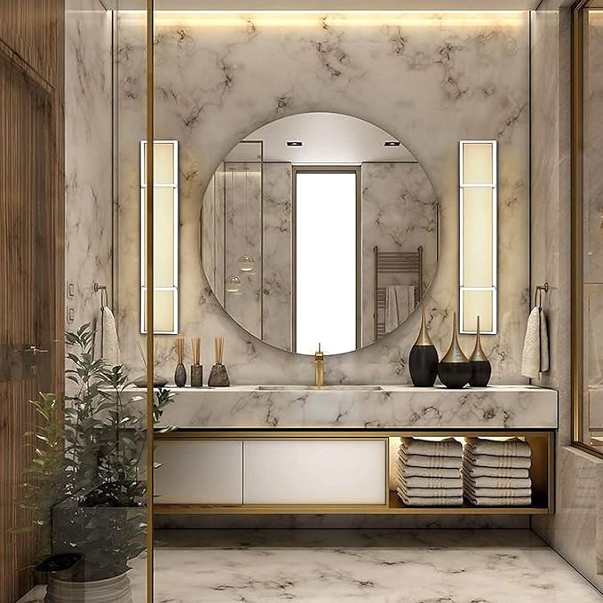 Vanity Lights 27In Warm White Bathroom Lighting Fixtures Over Mirror 28W 3000k Dimmable Modern Brushed Nickel Vanity Light for Toilet, Kitchen, Cabinet, Wall
