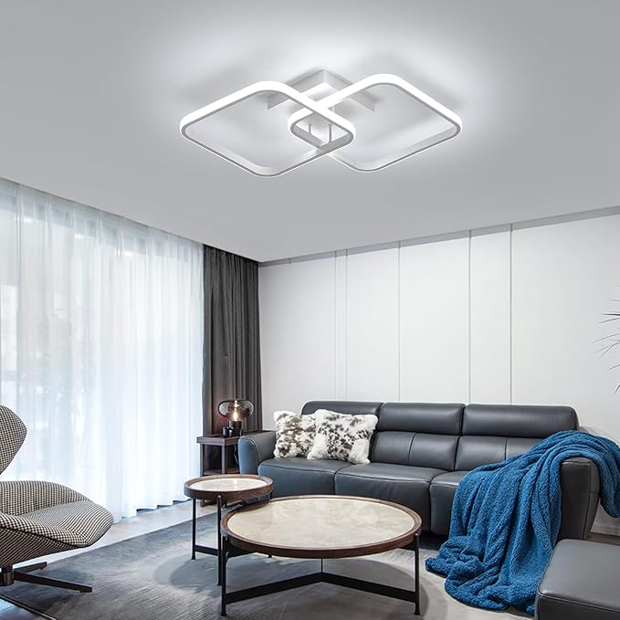 DELIPOP 23 Inch Dimmable Modern Ceiling Light, 36W 3000K/4500K/6000K Color Adjustable, Square Flush Mount Ceiling Light for Hallway Living Room Dining Room Bedroom