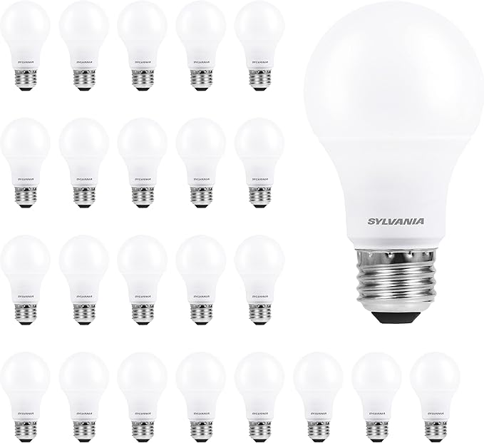 Sylvania ECO LED A19 Light Bulb, 60W Equivalent Efficient 9W, 7 Year, 750 Lumens, Medium Base, Frosted, 2700K, Soft White - 24 Pack (40986)