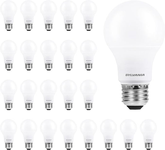 Sylvania ECO LED A19 Light Bulb, 60W Equivalent Efficient 9W, 7 Year, 750 Lumens, Medium Base, Frosted, 2700K, Soft White - 24 Pack (40986)