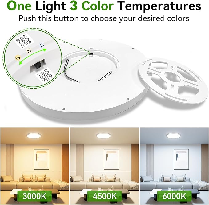 Led Ceiling Light, 42W 4500LM Ultra-Thin Surface Mount Light Fixtures, 15.8 Inch 3000K/4500K/6000K 3CCT Selectable Flush Mount Ceiling Light for Living Room, Bedroom, Kitchen
