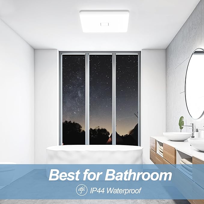 Airand LED Flush Mount Ceiling Light, 2PACK 24W 2050LM Square Ceiling Lights 5000K Daylight 12.6in LED Light Fixture IP44 Waterproof Ceiling Lights for Bedroom Kitchen Hallway Balcony Living Room