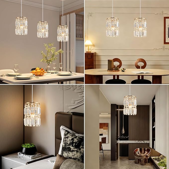 Rose Gold Pendant Lighting Modern Pendant Light, Mini Island Lights for Kitchen, Adjustable Pendant Lights for Kitchen Island Dinning Room Bedroom (3 Pack)