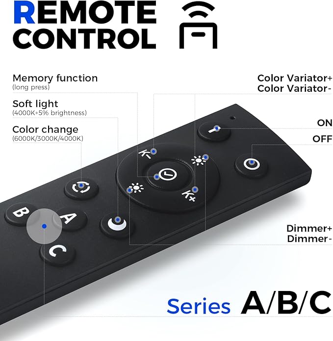 Barrina 7566 Remote Series LED Linear Light Fixture with Remote, 2nd-Generation, 4FT 50W Seamless Connection, 3000K-6000K Color Changing, Dimmable Office Shop Lighting Fixture, Black, 4 Packs