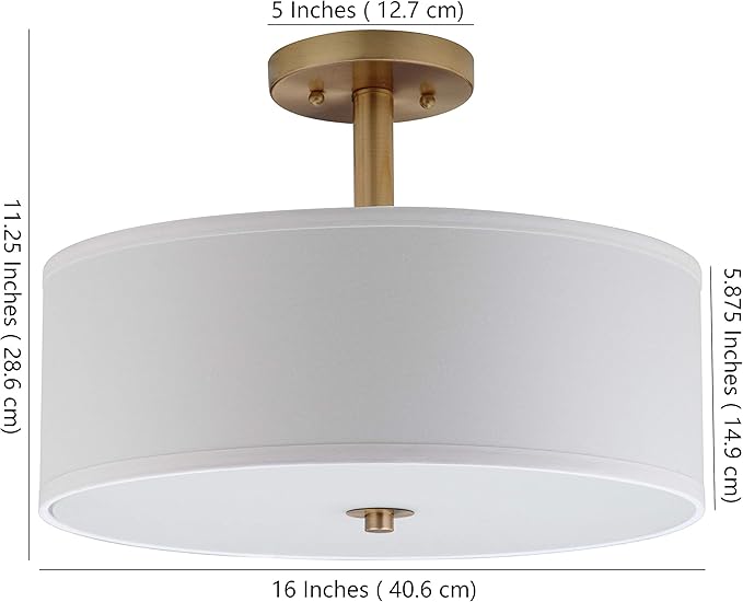 SAFAVIEH Lighting Collection Clara Gold 16-inch Diameter Semi Flush Mount Ceiling Light Fixture (LED Bulbs Included)