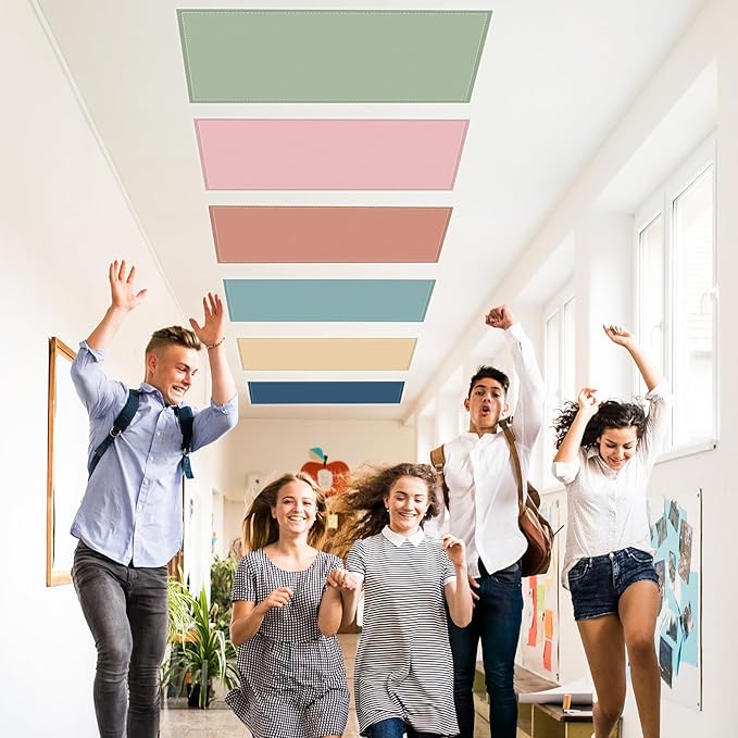 QOUBAI 6PCS Fluorescent Light Covers, 4x2 Feet Magnetic Light Cover Fluorescent Lights Shade Panel Positive Inspirational Ceiling Lights Filters for Office Classroom Home Drop Ceiling Blue and Brown