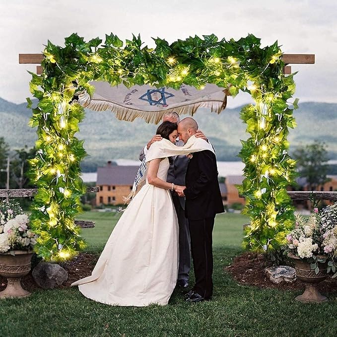 Vine with Fairy Lights, 33ft 100 LEDs Ivy Vine Lights Battery Operated Indoor String Lights, Artifical Garland Leaf Fairy Light Wall Wedding Garden Dorm Bedroom Decor