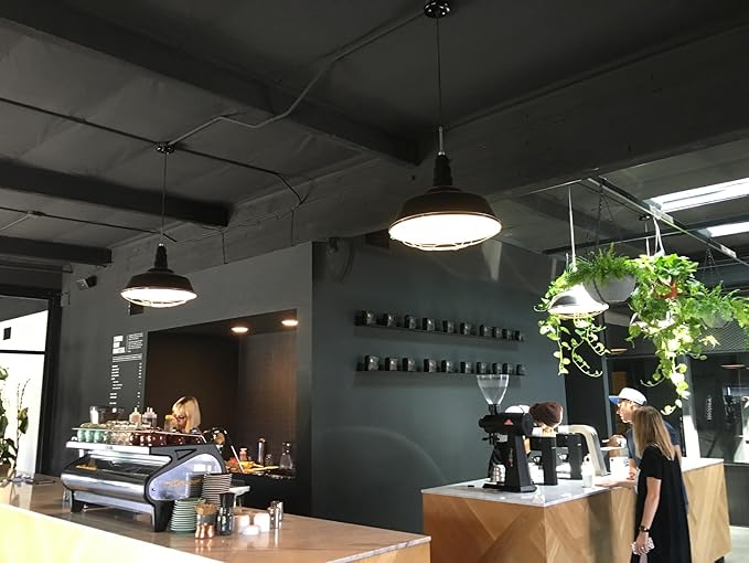 Steel Lighting Co. Manhattan Warehouse Light | Ceiling Mounted Pendant | 20 inch Dome | White Cord | Large Steel Barn Light Made in America | Green Exterior/White Interior
