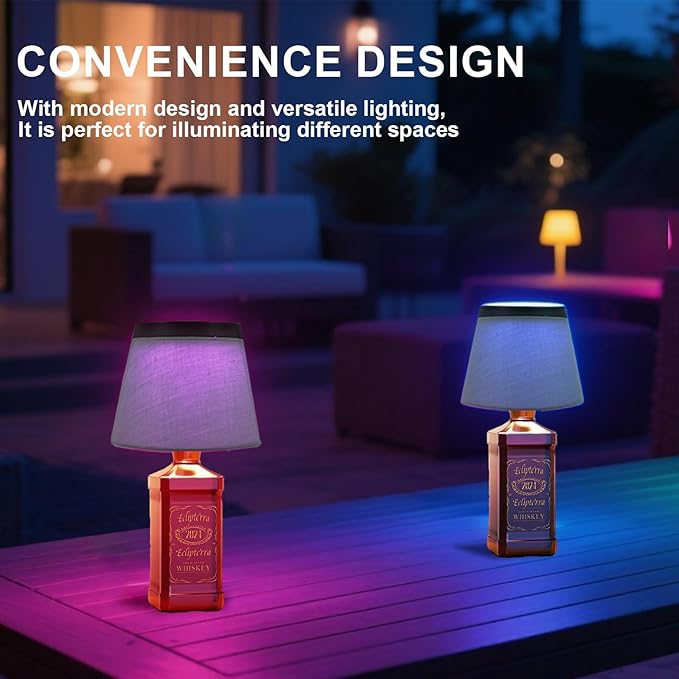 Wireless Bottle Lamp,Small Bedside Table Lamp,RGB LED Bottle Light with Remote Dimmable(RGB Blue Gray, 1pc)
