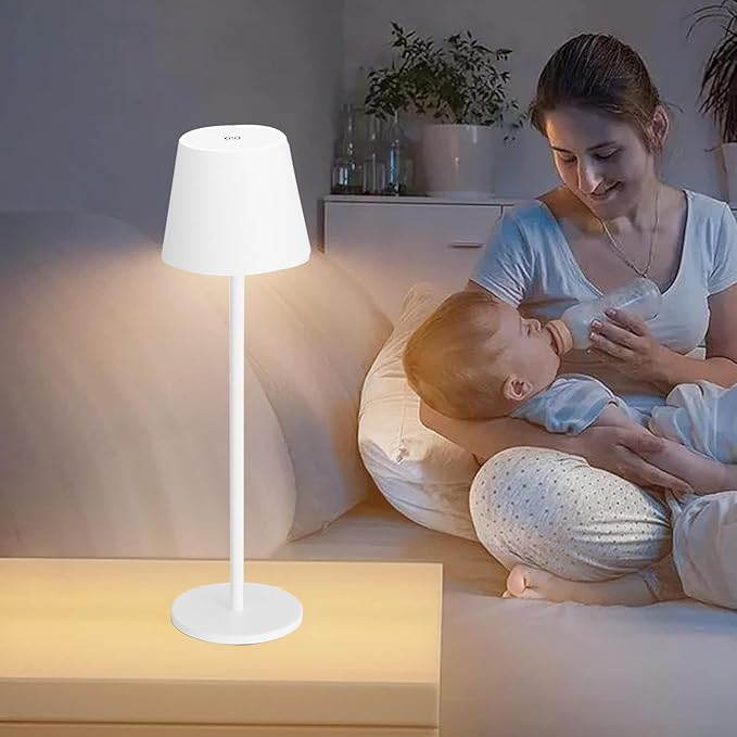2 Packs Cordless Table Lamp, Portable LED Wireless Desk Lamp with 3 Modes Light Dimming, Adjustable Height Table Lamp, Rechargeable Waterproof Touch Lamp for Christmas Birthday Gift (2 packs-Black)