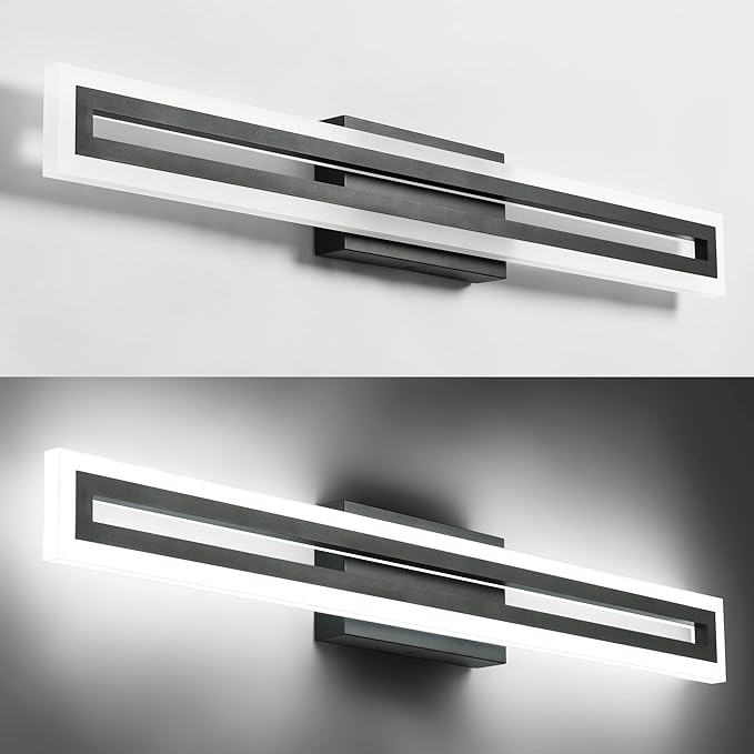 SOLFART Bathroom Vanity Light Fixtures Vanity Lights for Mirror Bathroom Lighting Black Led Light 6000K