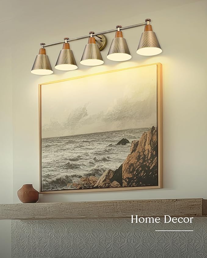 FEMILA Bathroom Light Fixtures, Modern Bathroom Vanity Light with Hammered Metal Shade, Sconces Wall Lighting for Mirror Kitchen Bedroom, Gold, 37"