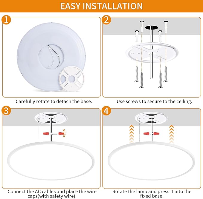Flush Mount Ceiling Light with Night Light, 23in LED Ceiling Lights with Remote Control, 1800K Nightlights & 3000-6500K Dimmable Lamp Fixture, 54W 5400LM Low Profile for Bedroom, White