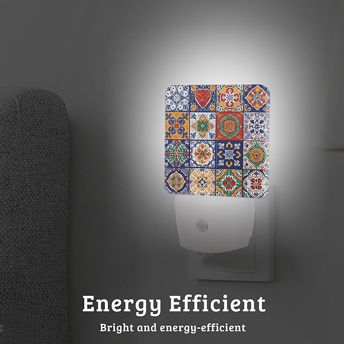 Colorful Vingate Mosaic Night Light,Nightlight Lamp with Dusk to Dawn Sensor for Home Indoor Stairway Kitchen Corridor, Decorative Night Lights Plug Into Wall for Boys Girls Women Men Room Gifts