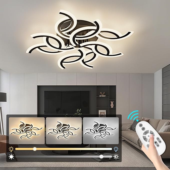 30.9 Inch Modern LED Ceiling Light with Remote, 3 Color Dimmable 56W, CRI90+ 3000-6500K Acrylic Ceiling Light Fixture for Living Room/Bedroom/Dinning Room