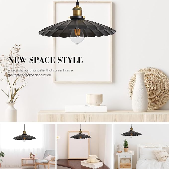 Hanging Plug in Light 2Pack Rustic Black 13.8 Inch Lampshade with 14Ft Cord Bar Counter Hanging Light Fixture with Plug in Cord On/Off Switch Hanging Lamp Plug in