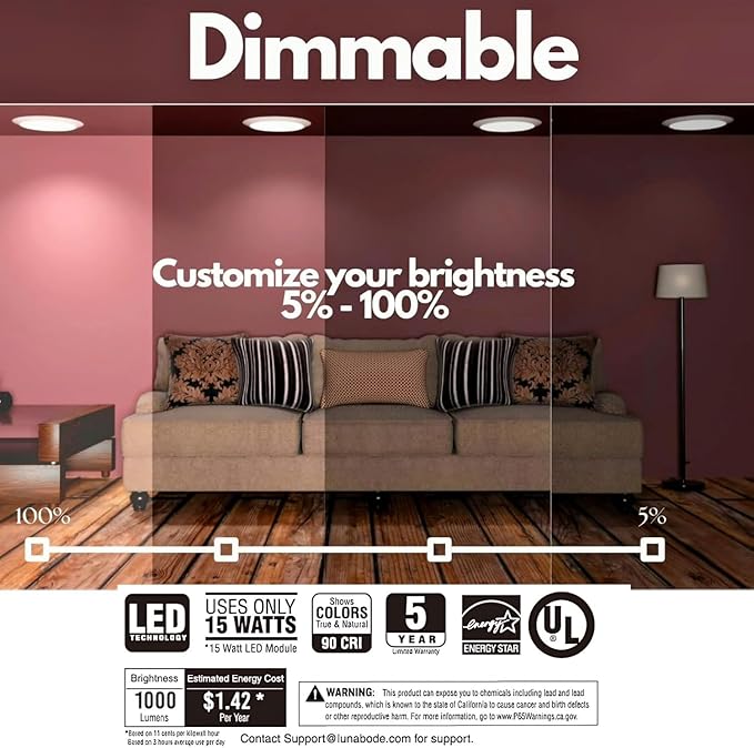 7.5 Inch Disc Light I Dimmable Ceiling Light Fixtures | 5CCT LED Lights 2700K/3000K/3500K/4000K/5000K | Flush Mount Ceiling Light I ETL & UL Certified I LED Lights for Bedroom - 12 Pack