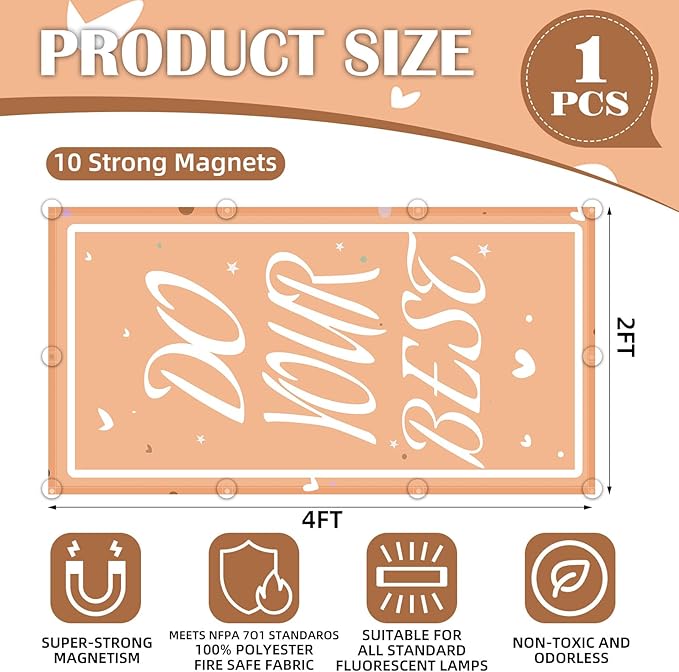 Fluorescent Light Covers - Classroom Covers for Ceiling Lights, 1 PCS 4 x 2 Feet Magnetic Light Filters, Classroom, Office Decor (Do your Best)