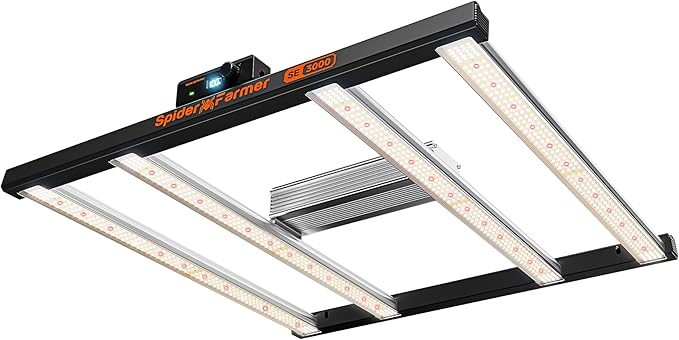 Spider Farmer SE3000 LED Grow Light, 300W Dimmable Full Spectrum, 3x3ft Coverage, App Control & Dimming Daisy Chain Bar Style Grow Lamp for Indoor Plants