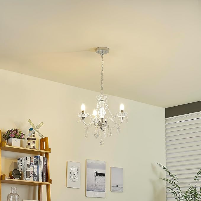 Luvkczc Chandeliers for Dining Room, 3-Light Acrylic Ceiling Light Adjustable Chain&E12 Base Pendant Light for Bedroom, Dining Room, Living Room