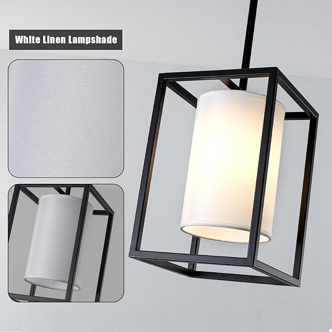 Black Pendant Lights Kitchen Island 2 Pack, Modern Small Lantern Kitchen Pendant Lighting Over Island, Farmhouse Kitchen Island Lights Ceiling Hanging, Industrial Cage Pendant Light Fixtures